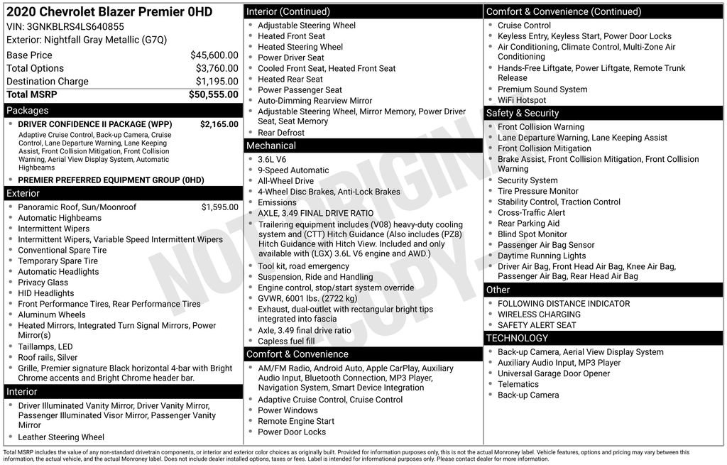 Used 2020 Chevrolet Blazer Premier w/ Driver Confidence II Package image 4