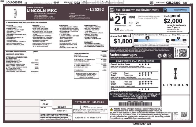 Used 2019 Lincoln MKC Reserve w/ MKC Climate Package image 10