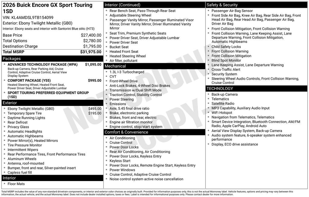 New 2026 Buick Encore GX Sport Touring w/ Advanced Technology Package FWD image 40