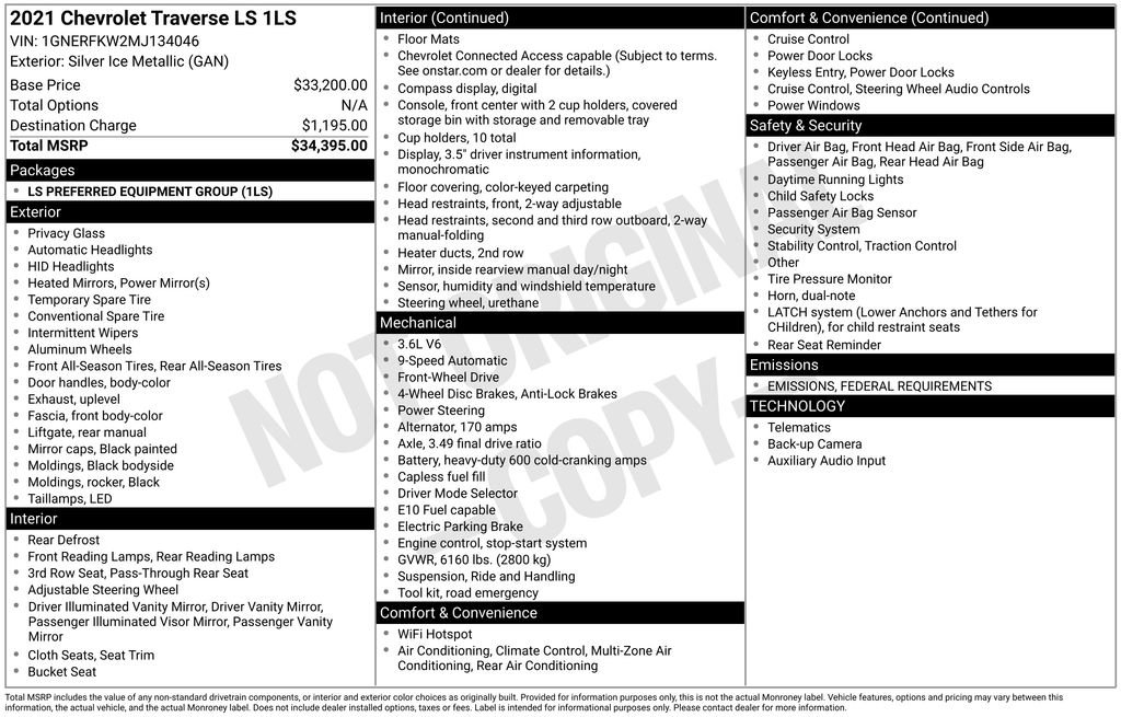 Used 2021 Chevrolet Traverse LS image 6