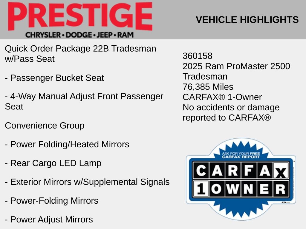 Used 2025 RAM ProMaster 2500 w/ Convenience Group image 2