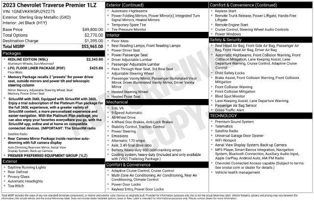 Used 2023 Chevrolet Traverse Premier w/ Redline Edition AWD/4WD image 50