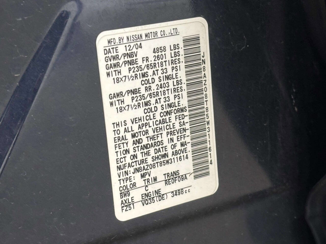Used 2005 Nissan Murano SL w/ (G04) SL Touring Pkg FWD image 36