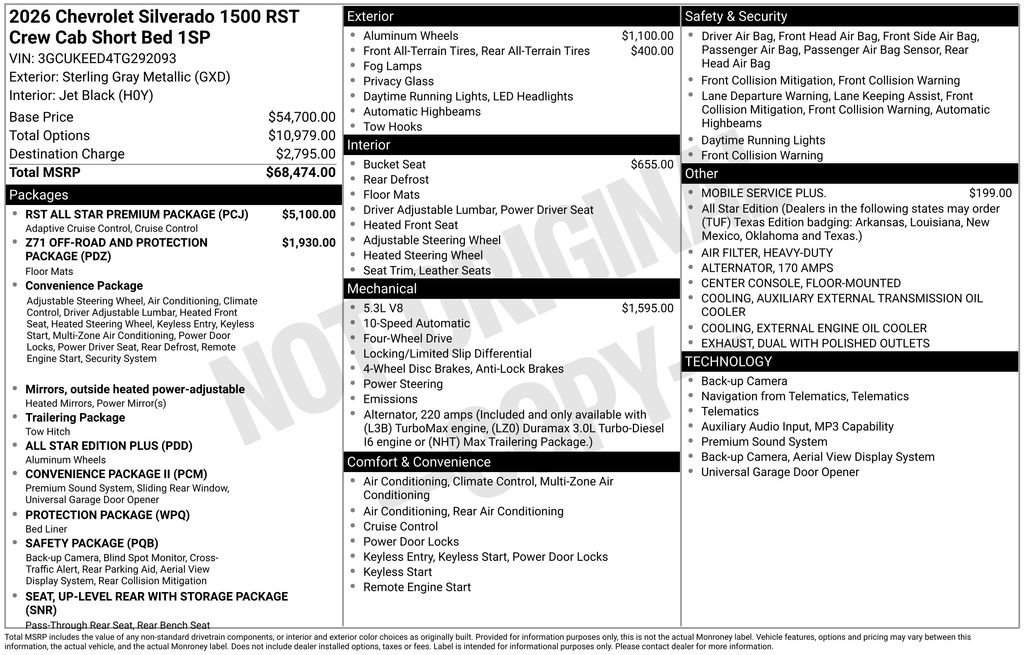 New 2026 Chevrolet Silverado 1500 RST w/ RST All Star Premium Package AWD/4WD image 4