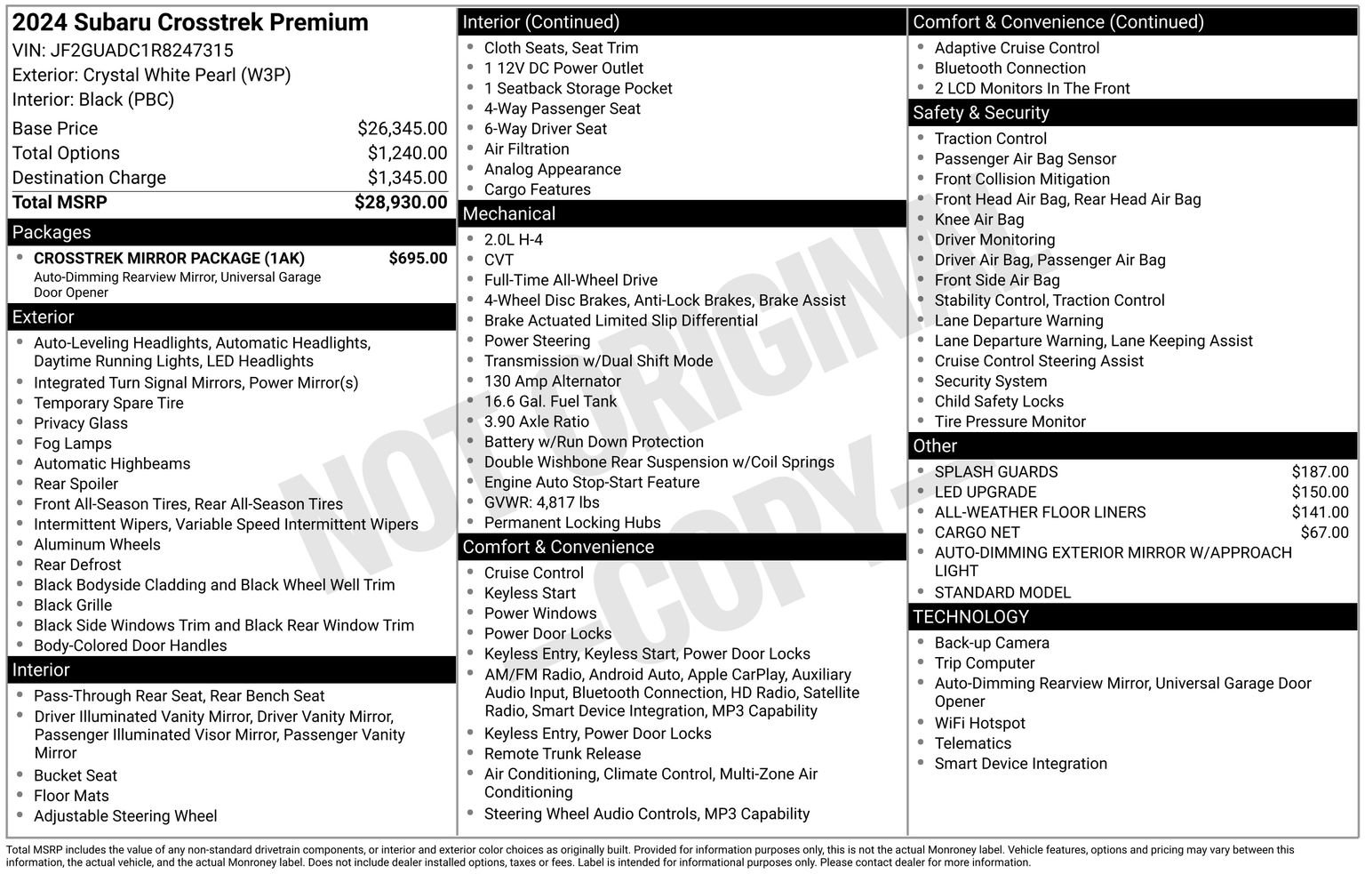 Certified 2024 Subaru Crosstrek 2.0i Premium w/ Crosstrek Mirror Package AWD/4WD image 35