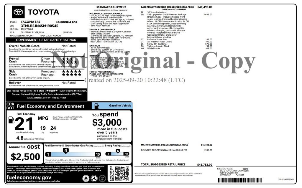 Used 2025 Toyota Tacoma SR5 AWD/4WD image 3