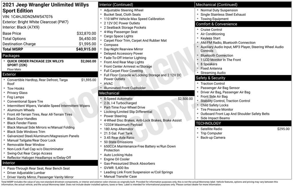 Used 2021 Jeep Wrangler Unlimited Sport image 15