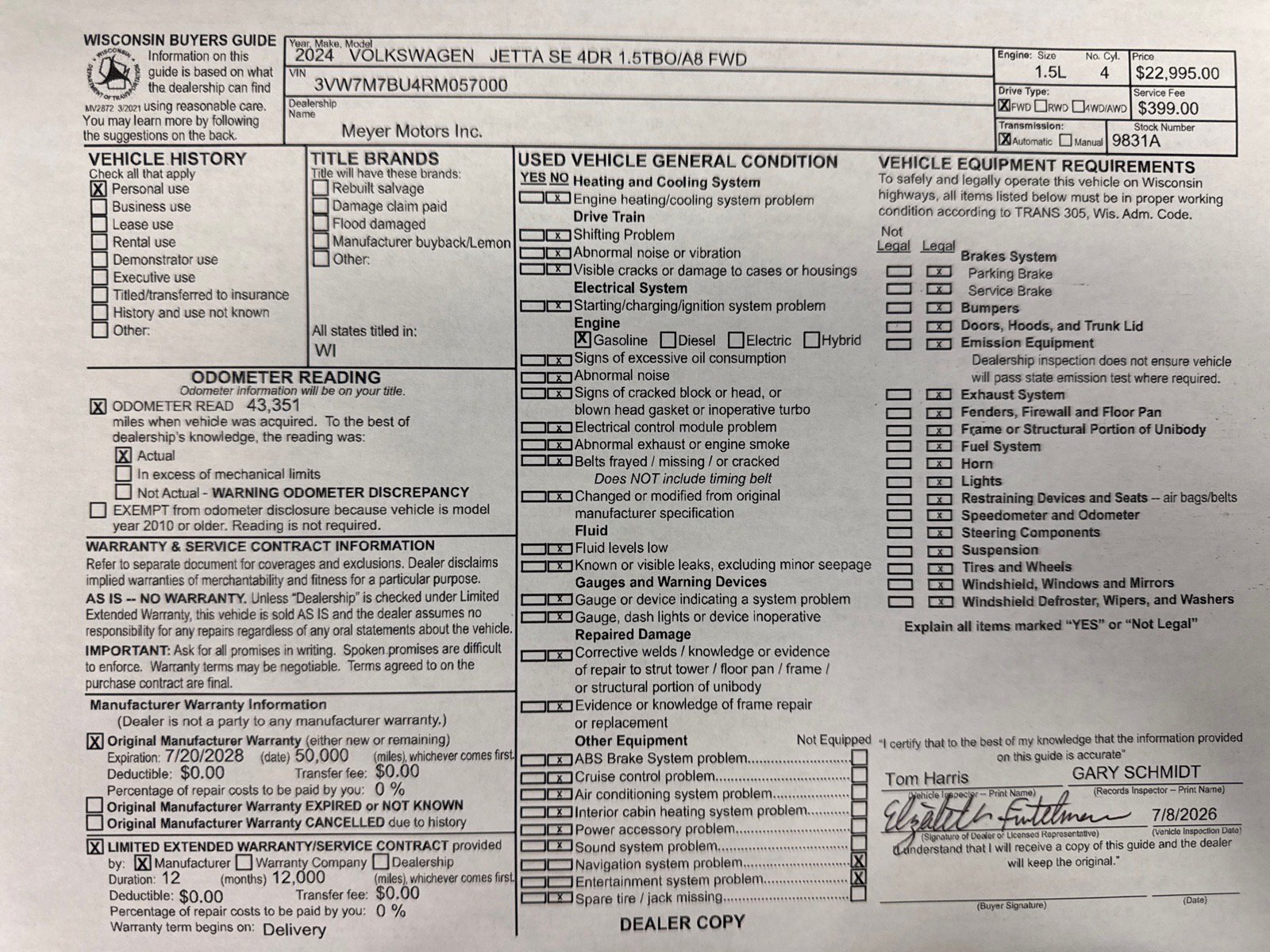 Used 2024 Volkswagen Jetta SE w/ Panoramic Sunroof Package FWD image 32