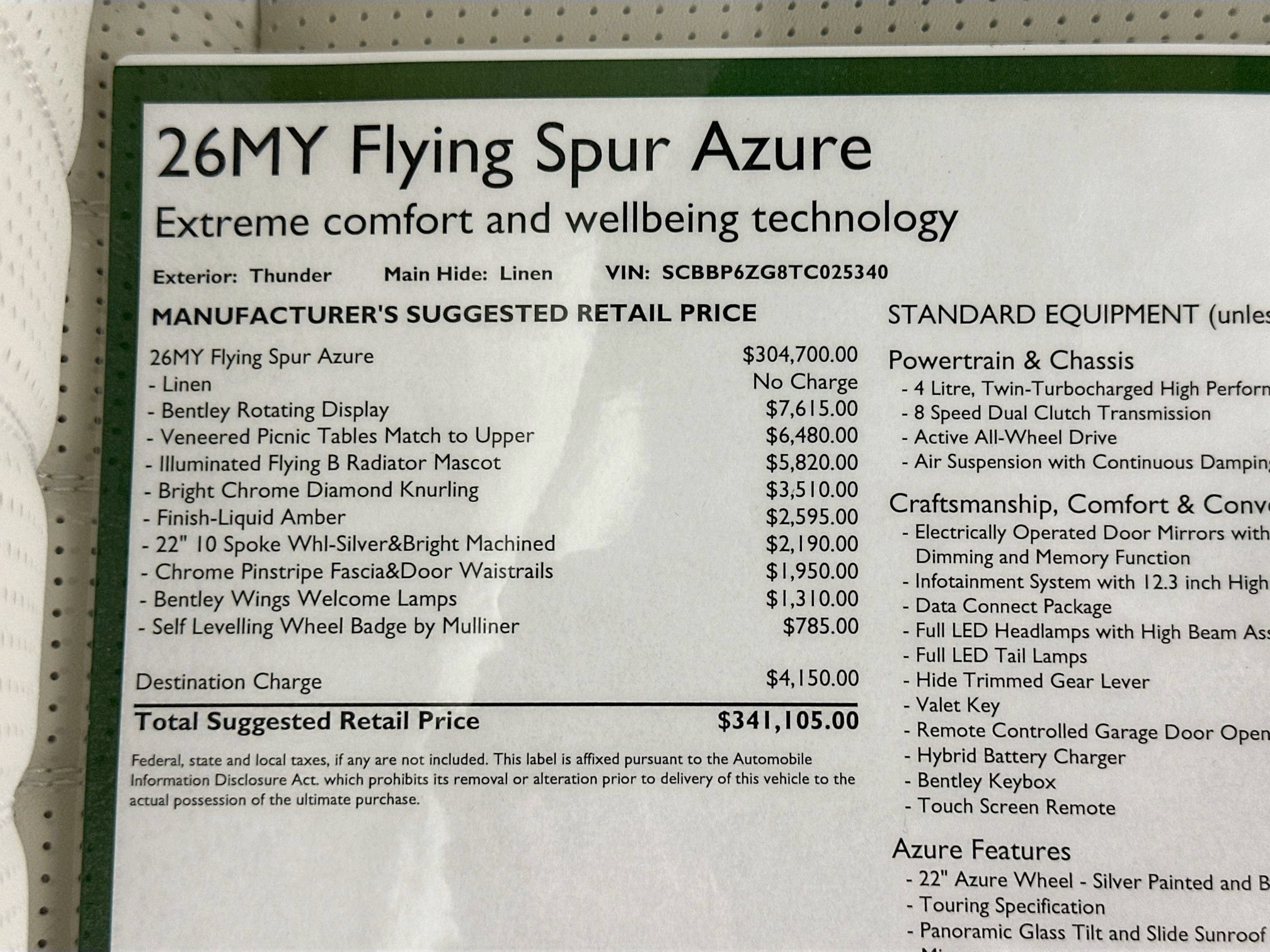 New 2026 Bentley Flying Spur Azure AWD/4WD image 29