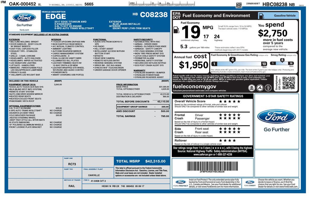Used 2017 Ford Edge Titanium w/ Equipment Group 301A AWD/4WD image 4