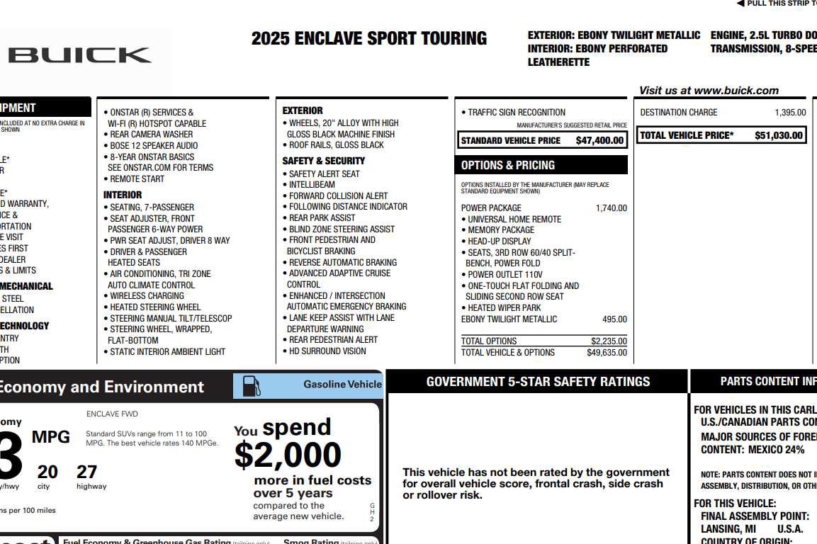 Used 2025 Buick Enclave Sport Touring w/ Power Package FWD image 2