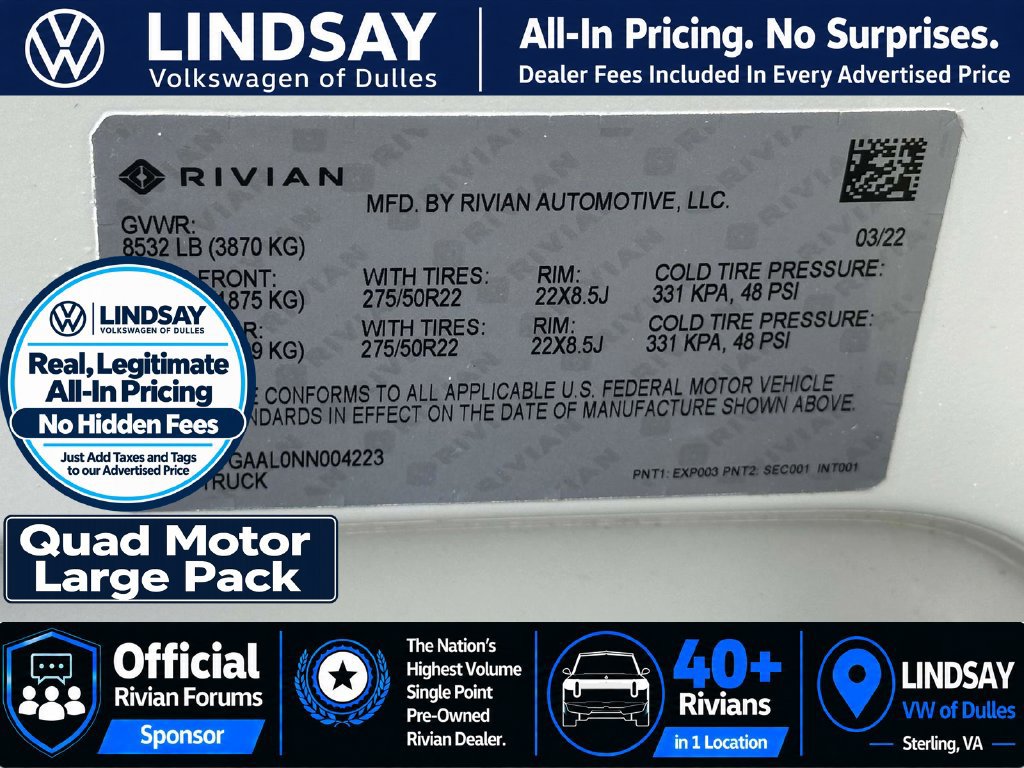 Used 2022 Rivian R1T Launch Edition AWD/4WD image 30