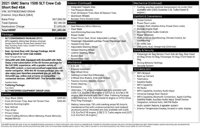 Used 2021 GMC Sierra 1500 SLT w/ SLT Convenience Package RWD image 7
