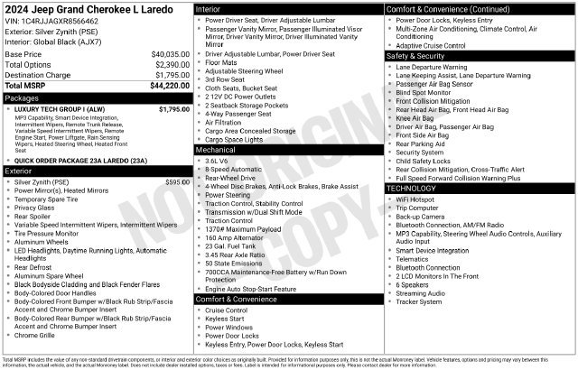 Used 2024 Jeep Grand Cherokee L Laredo w/ Luxury Tech Group I RWD image 26