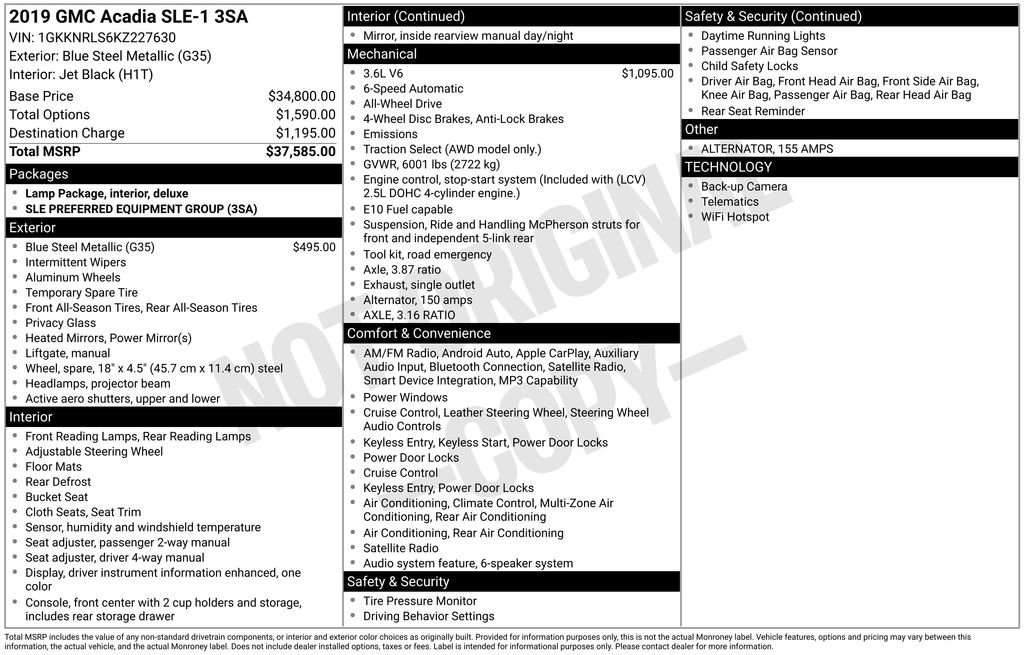 Used 2019 GMC Acadia SLE image 34