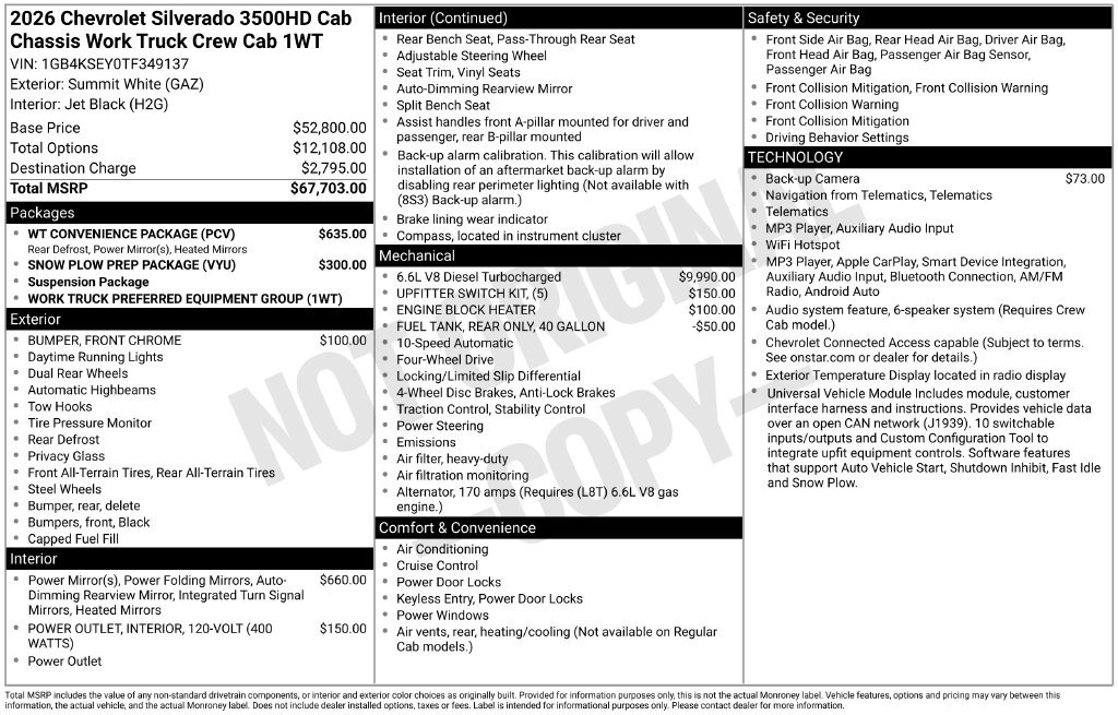 New 2026 Chevrolet Silverado 3500 W/T AWD/4WD image 4
