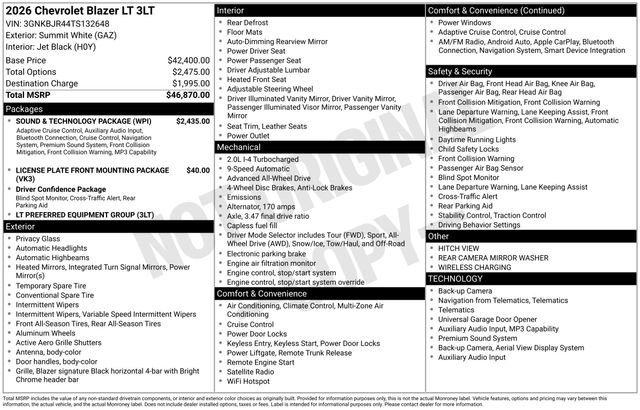 New 2026 Chevrolet Blazer LT w/ Sound & Technology Package AWD/4WD image 3