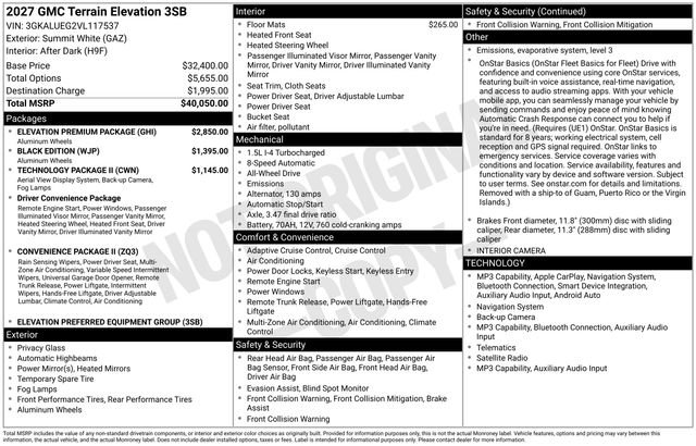New 2027 GMC Terrain Elevation w/ Elevation Premium Package AWD/4WD image 3