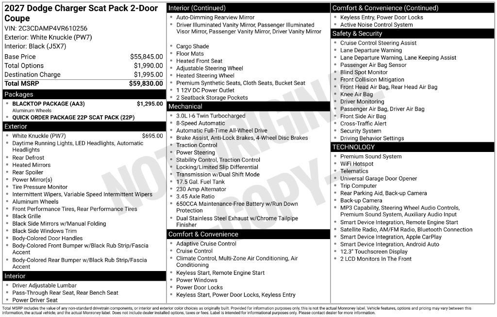 New 2027 Dodge Charger Scat Pack w/ Blacktop Package AWD/4WD image 29