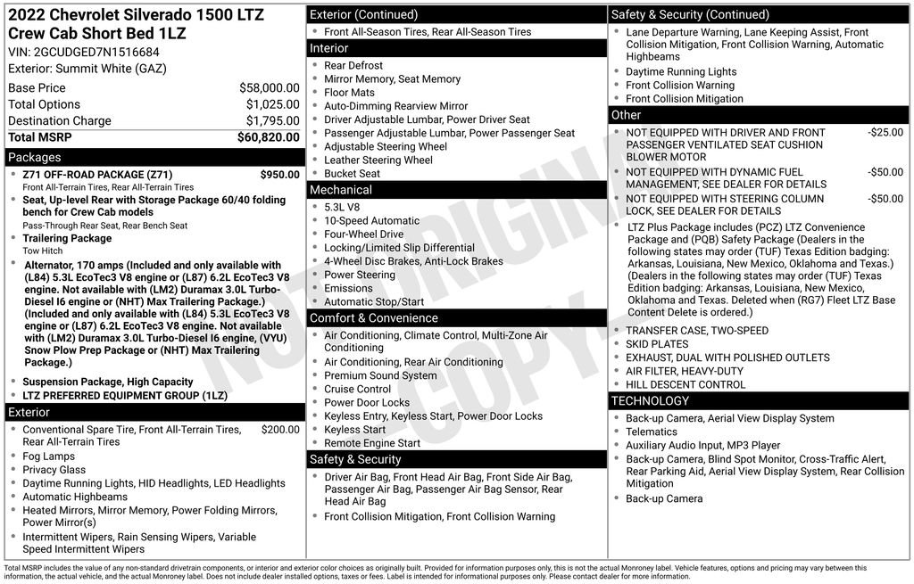 Used 2022 Chevrolet Silverado 1500 LTZ w/ Z71 Off-Road Package AWD/4WD image 6