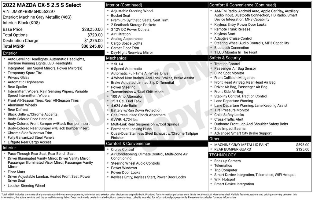 Used 2022 MAZDA CX-5 AWD 2.5 S w/ Select Package image 36