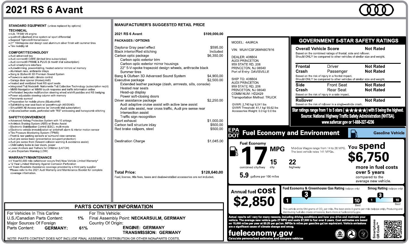 Used 2021 Audi RS 6 4.2 TFSI quattro image 26