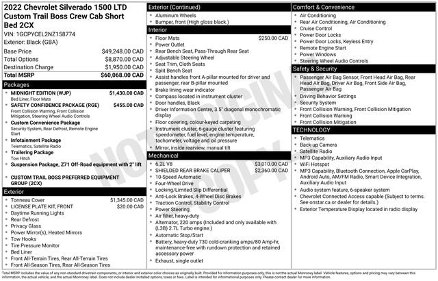 Used 2022 Chevrolet Silverado 1500 Custom Trail Boss w/ Midnight Edition AWD/4WD image 30