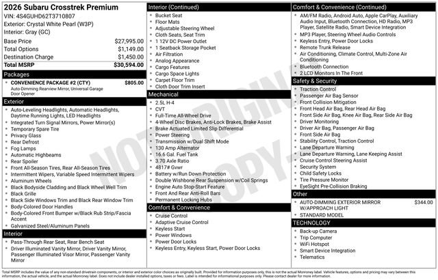 Used 2026 Subaru Crosstrek 2.0i Premium w/ Convenience Package #2 image 10