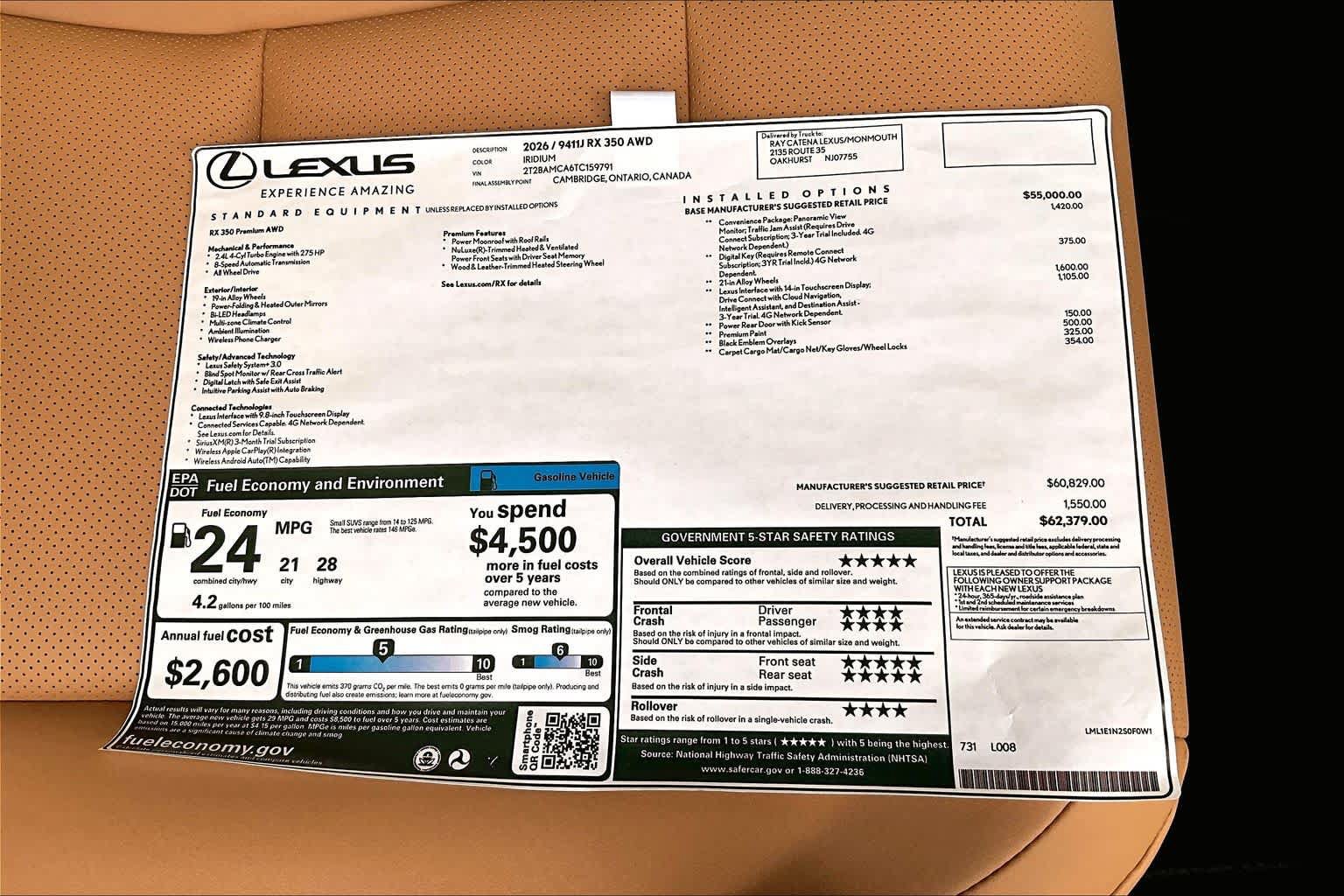 New 2026 Lexus RX 350 Premium w/ Convenience Package AWD/4WD image 14