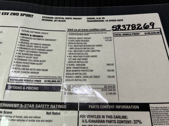 Used 2025 Cadillac Escalade ESV Sport w/ LPO, Floor Liner Package image 28