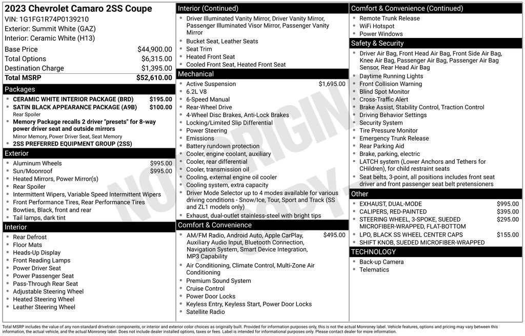 Used 2023 Chevrolet Camaro SS RWD image 3
