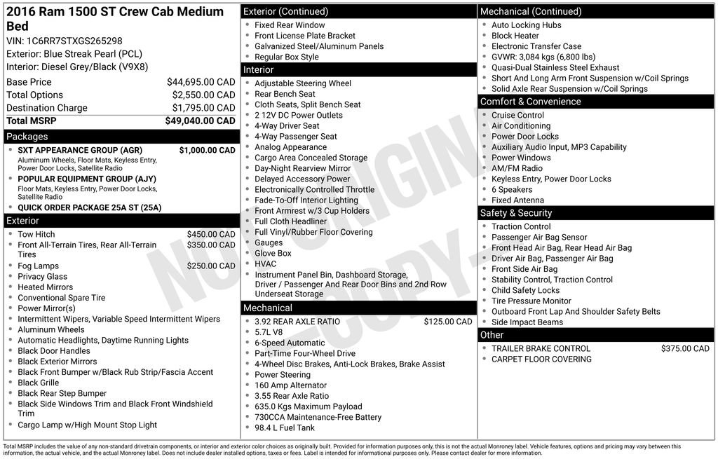Used 2016 RAM 1500 ST w/ SXT Appearance Group image 3
