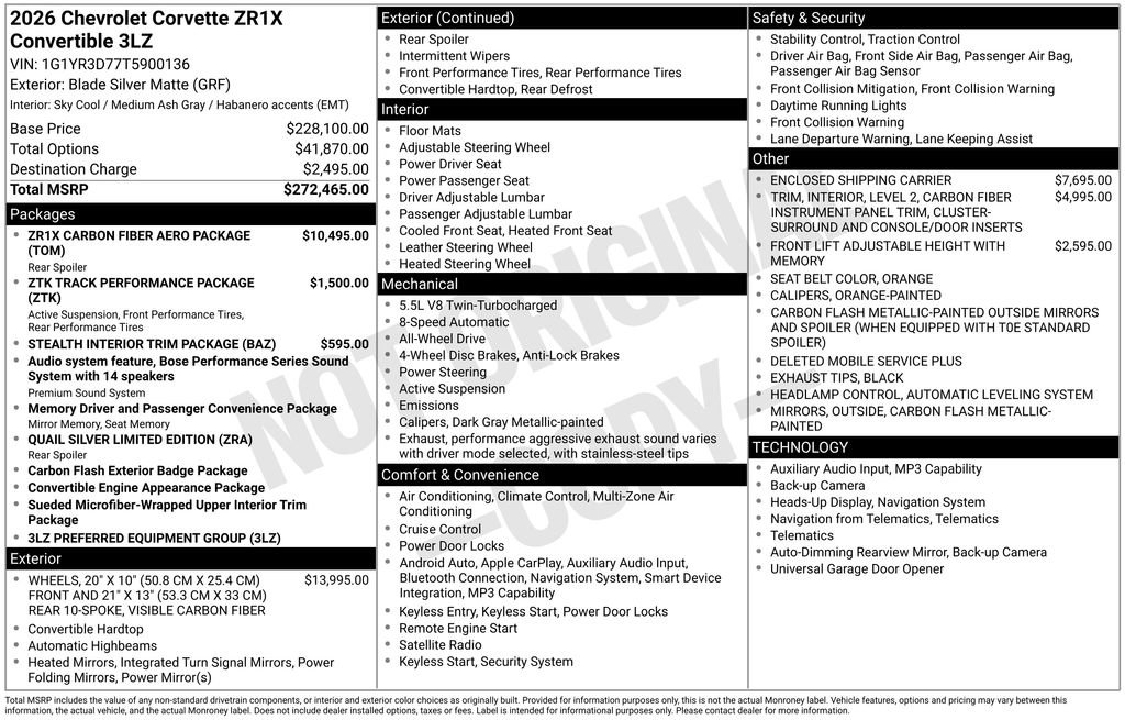 New 2026 Chevrolet Corvette ZR1X AWD/4WD image 6