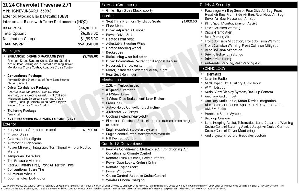 Used 2024 Chevrolet Traverse Z71 w/ Enhanced Driving Package AWD/4WD image 6