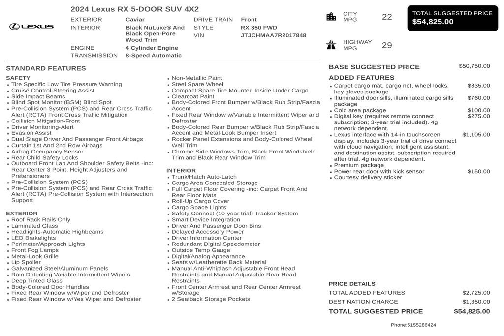 Used 2024 Lexus RX 350 Premium w/ Accessory Package (K3) FWD image 3