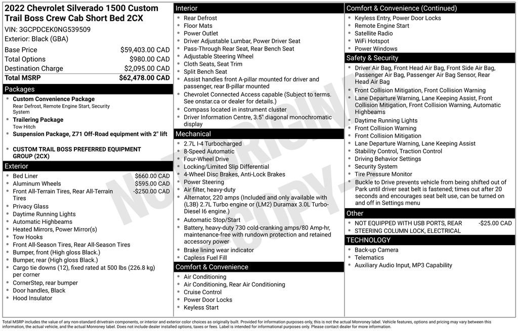 Used 2022 Chevrolet Silverado 1500 Custom Trail Boss AWD/4WD image 10
