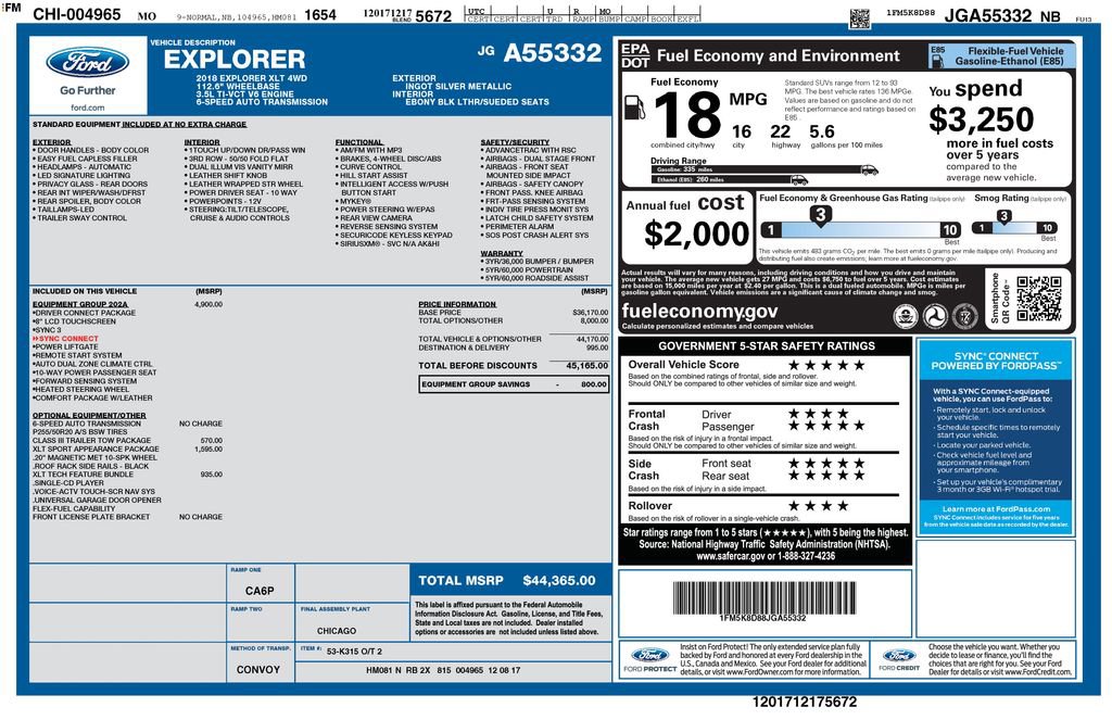 Used 2018 Ford Explorer XLT w/ Equipment Group 202A image 40