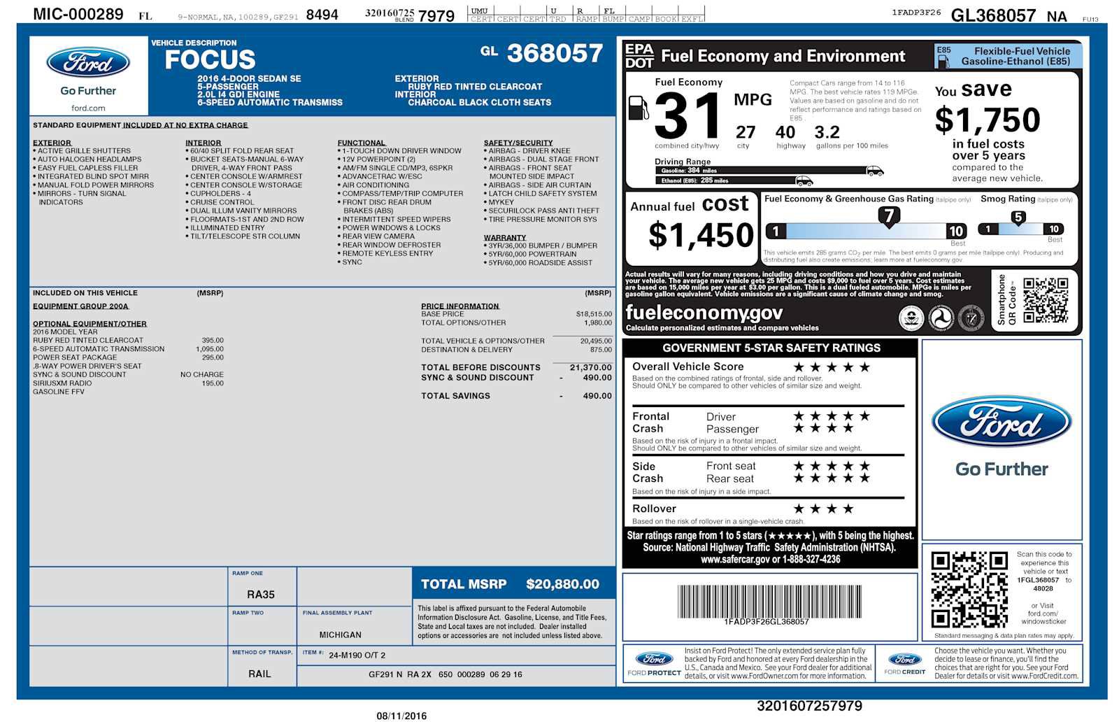 Used 2016 Ford Focus SE w/ SE Power Seat Package FWD image 8