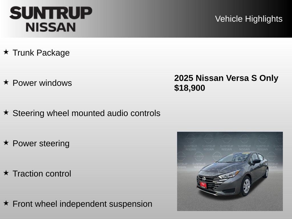 Used 2025 Nissan Versa S w/ Trunk Package image 8