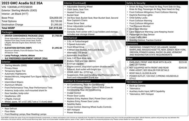 Used 2023 GMC Acadia SLE w/ Driver Convenience Package image 34