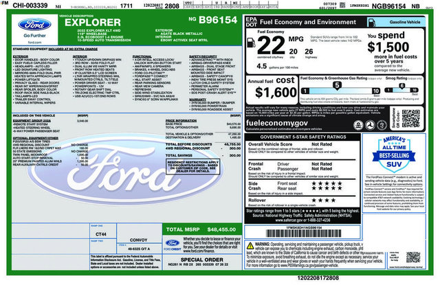 Used 2022 Ford Explorer XLT w/ Equipment Group 202A image 43