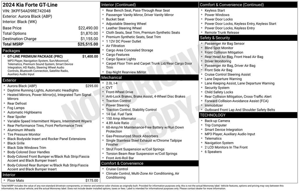 Used 2024 Kia Forte GT-Line w/ GT-Line Premium Package FWD image 6