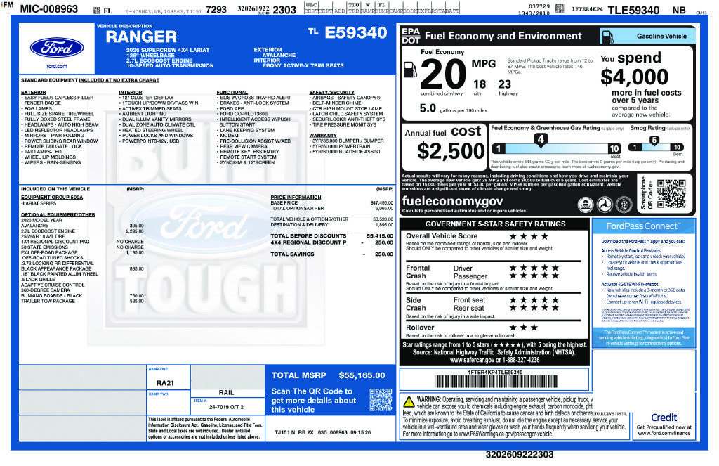 New 2026 Ford Ranger Lariat w/ FX4 Off-Road Package AWD/4WD image 4