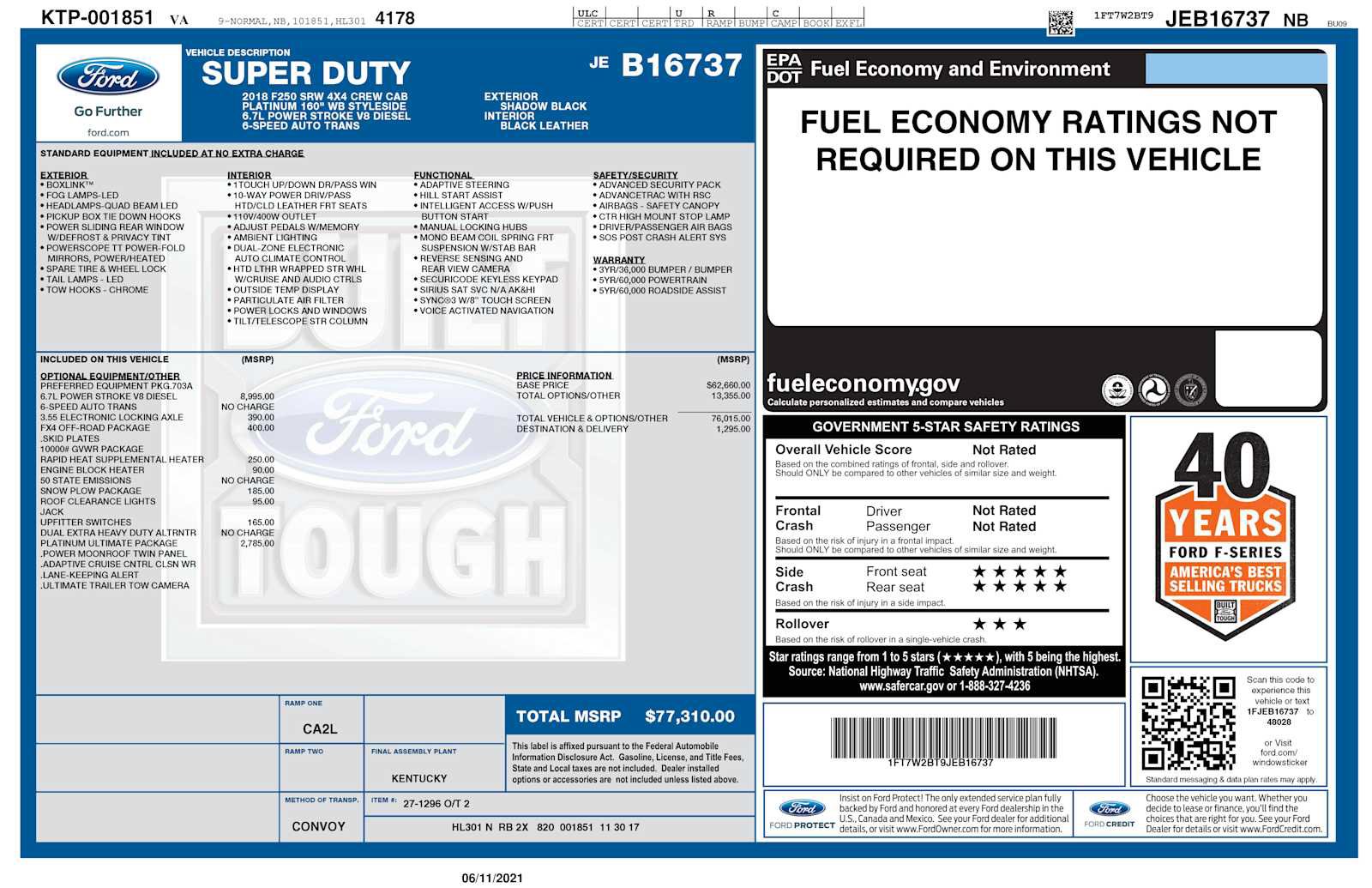 Used 2018 Ford F250 Platinum w/ Platinum Ultimate Package AWD/4WD image 3