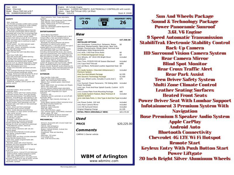 Used 2019 Chevrolet Blazer LT w/ Sun and Wheels Package image 2