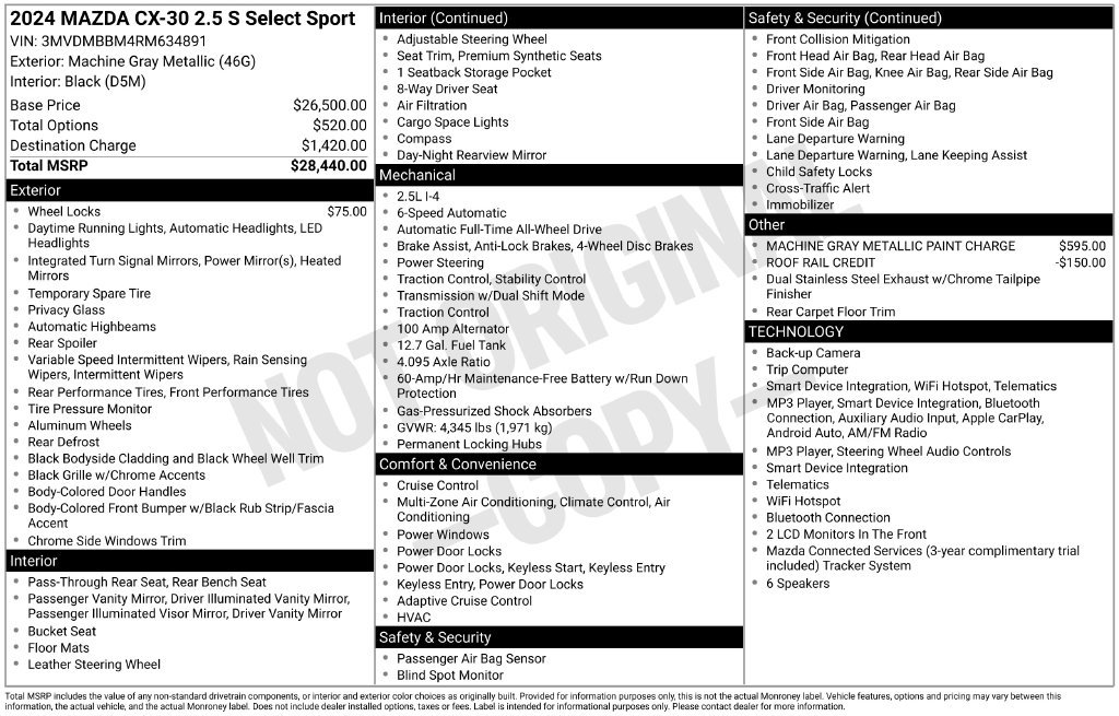 Used 2024 MAZDA CX-30 AWD 2.5 S w/ Select Sport Pkg image 25