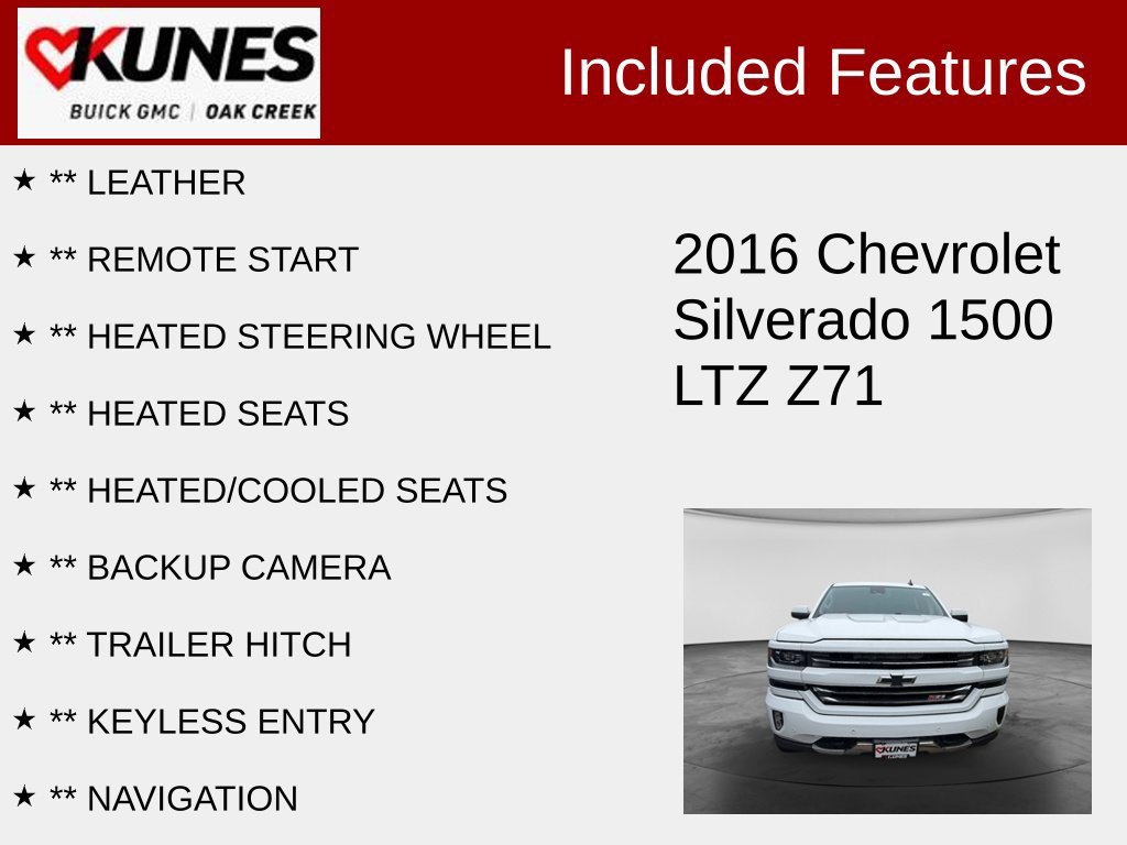 Used 2016 Chevrolet Silverado 1500 LTZ Z71 w/ LTZ Plus Package AWD/4WD image 2