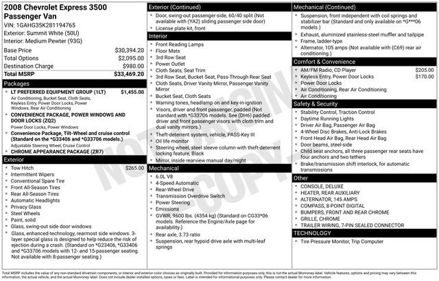 Used 2008 Chevrolet Express 3500 Passenger w/ LT Preferred Equipment Group RWD image 32