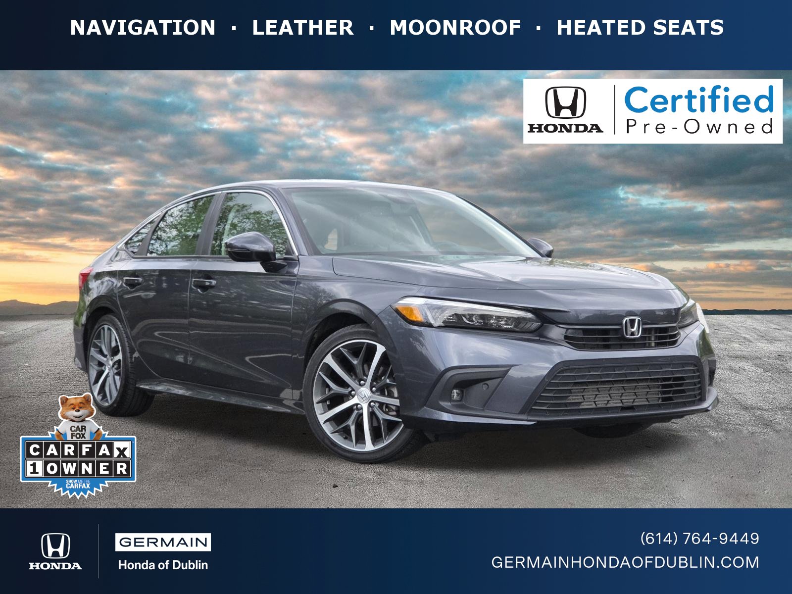 Certified 2023 Honda Civic Touring image 1