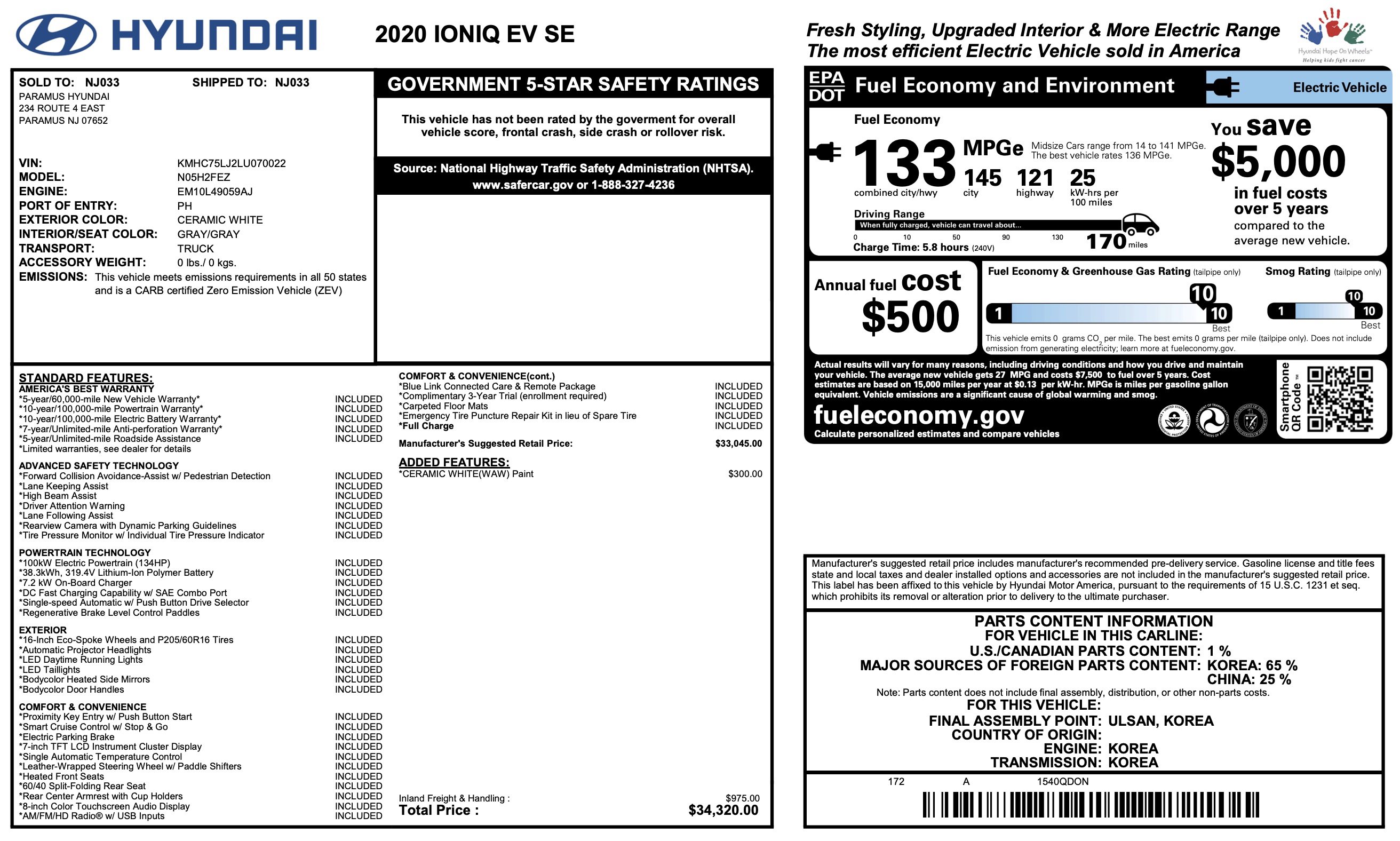 Used 2020 Hyundai Ioniq SE image 2